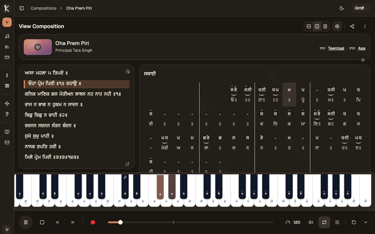 Keyboard visualizer with highlighted notes
