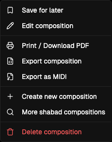 Expanded actions dropdown menu